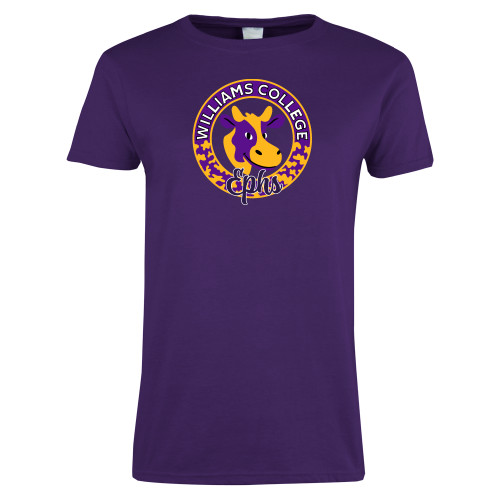  Womens Purple Short Sleeve Tee - Ephs Cow Pattern Circle