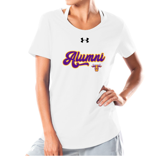  Under Armour Womens White Charged Cotton Tee - Alumni Williams Script