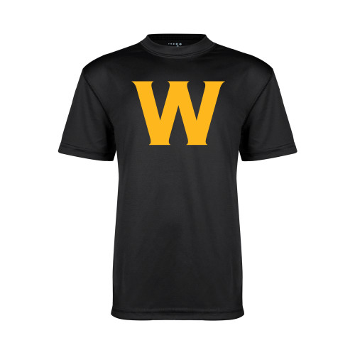  Youth Performance Black Tee - W Logo