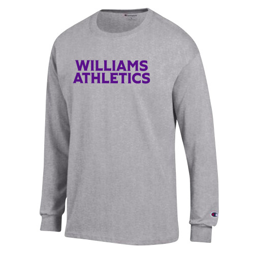  Champion Oxford Grey Long Sleeve T Shirt - Athletics Wordmark