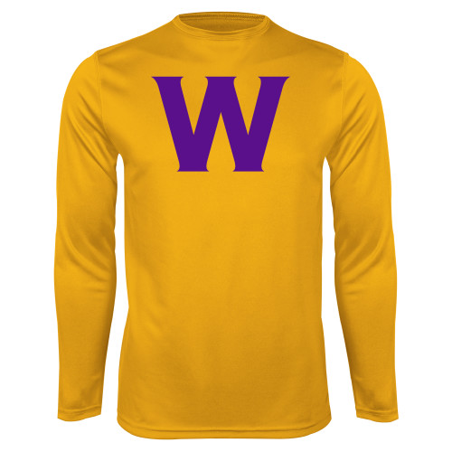  Gold Performance Long Sleeve Shirt - W Logo