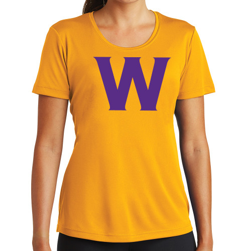  Womens Gold Performance Short Sleeve Tee - W Logo