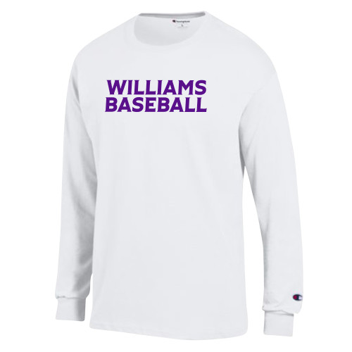  Champion White Long Sleeve T Shirt - Williams Baseball