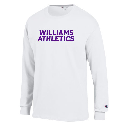  Champion White Long Sleeve T Shirt - Athletics Wordmark