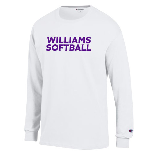  Champion White Long Sleeve T Shirt - Williams Softball