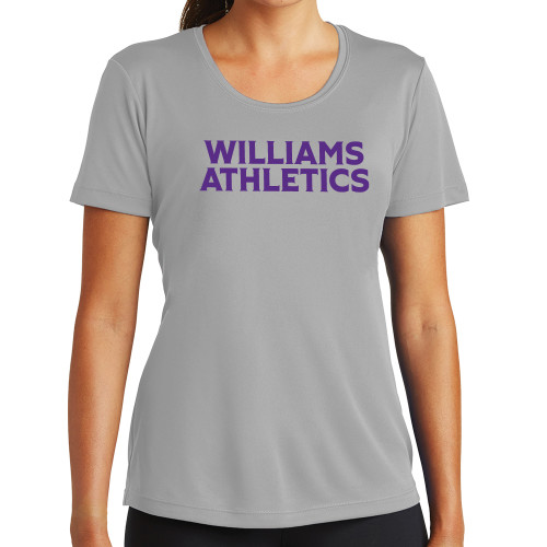  Womens Grey Performance Short Sleeve Tee - Athletics Wordmark