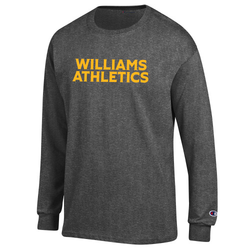  Champion Granite Heather Long Sleeve T Shirt - Athletics Wordmark