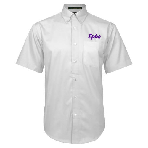  White Twill Button Down Short Sleeve - Ephs Logo