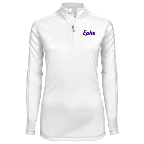  Syntrel Womens White Interlock 1/4 Zip - Ephs Logo