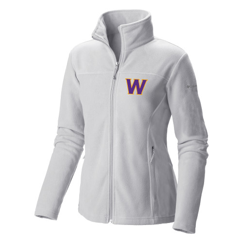  Columbia Womens Full Zip White Fleece Jacket - W Logo