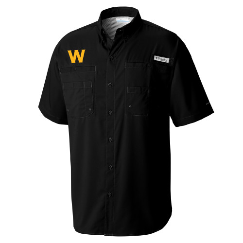  Columbia Black Tamiami Performance Short Sleeve Shirt - W Logo