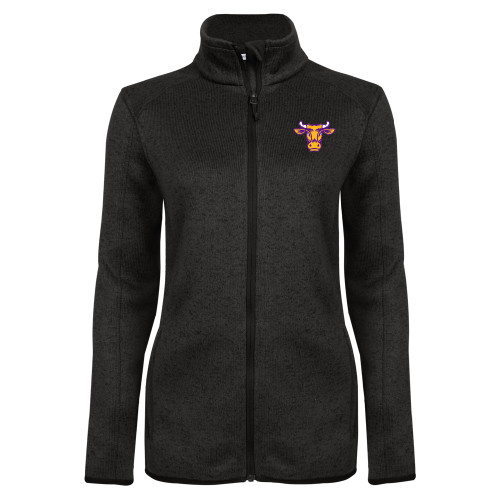  Womens Black Heather Fleece Jacket - Ephelia Head