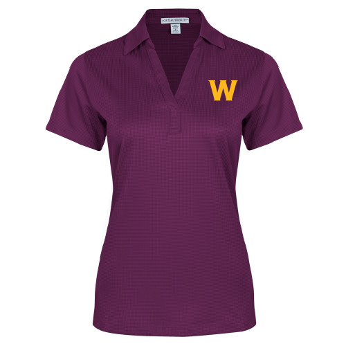  Womens Purple Performance Fine Jacquard Polo - W Logo