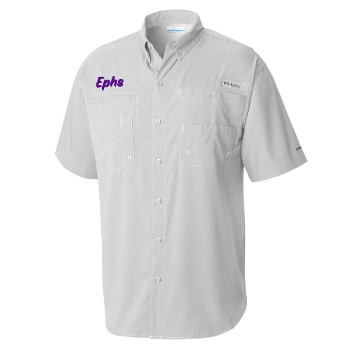  Columbia Cool Grey Tamiami Performance Short Sleeve Shirt - Ephs Logo