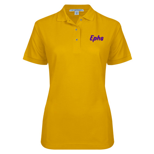  Womens Silk Touch Gold Pique Polo - Ephs Logo