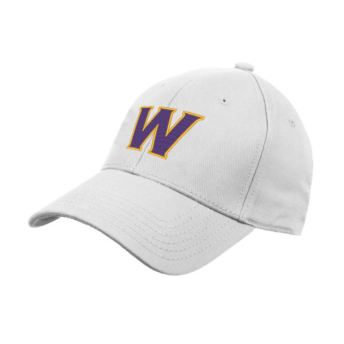  White Structured Adjustable Pro Style Hat - W Logo