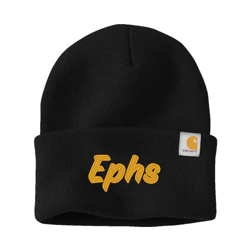  Carhartt Black Knit Beanie w/Cuff - Ephs Logo