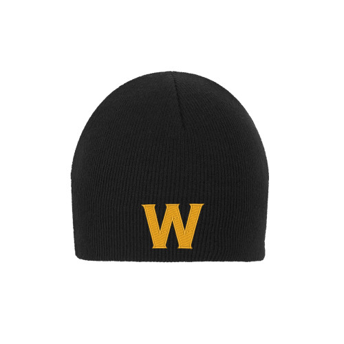  Black Knit Beanie - W Logo