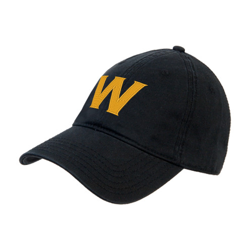  Black Unstructured Adjustable Low Profile Hat - W Logo