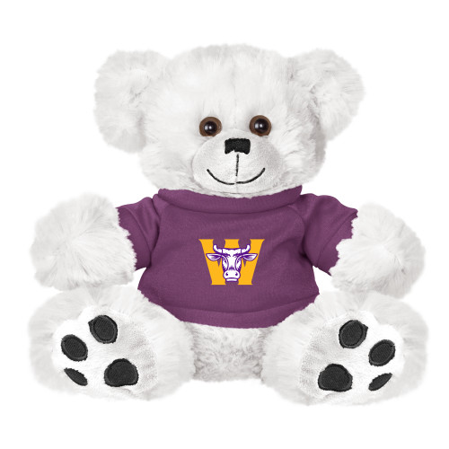  Plush Big Paw 8 1/2 inch White Bear w/Purple Shirt - W Ephelia Head