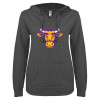 Thumbnail image for  ENZA Womens Dark Heather V Notch Raw Edge Fleece Hoodie