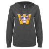 Thumbnail image for  ENZA Womens Dark Heather V Notch Raw Edge Fleece Hoodie