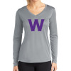 Thumbnail image for  Womens Grey Performance Long Sleeve V Neck Shirt