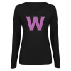Thumbnail image for  Womens Black Long Sleeve V Neck Tee 