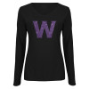 Thumbnail image for  Womens Black Long Sleeve V Neck Tee 