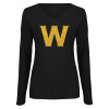 Thumbnail image for  Womens Black Long Sleeve V Neck Tee 