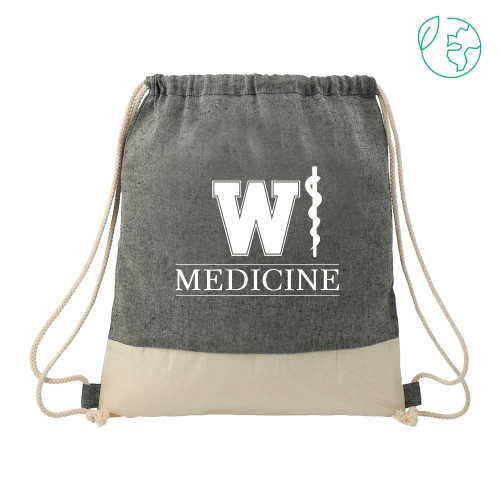 WMed Split Recycled Cotton Natural/Black Drawstring Bag