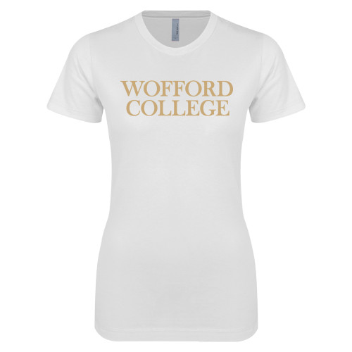  Next Level Womens White Boyfriend Tee - Wofford College Stacked