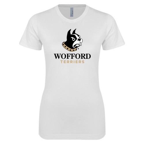  Next Level Womens White Boyfriend Tee - Wofford Terriers w/ Terrier