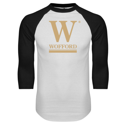  White/Black Raglan Baseball T Shirt - W Wofford