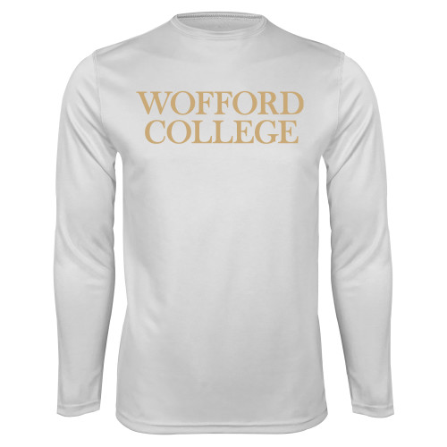  White Performance Long Sleeve Shirt - Wofford College Stacked
