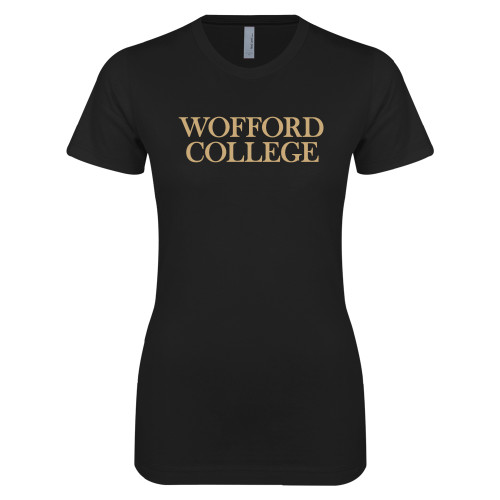 Next Level Womens Black Boyfriend Tee - Wofford College Stacked