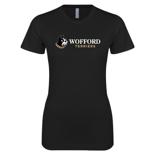  Next Level Womens Black Boyfriend Tee - Wofford Terriers w/ Terrier Flat