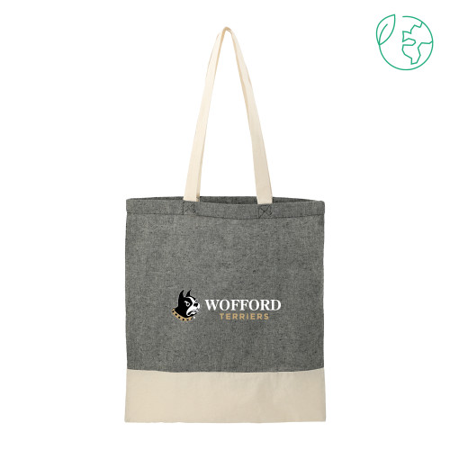  Split Recycled Black Cotton Twill Convention Tote - Wofford Terriers w/ Terrier Flat
