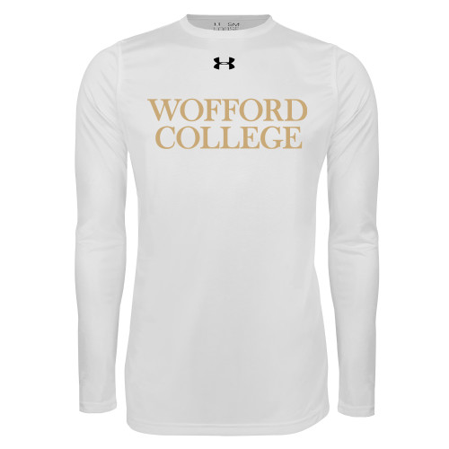  Under Armour White Long Sleeve Tech Tee - Wofford College Stacked