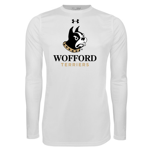  Under Armour White Long Sleeve Tech Tee - Wofford Terriers w/ Terrier