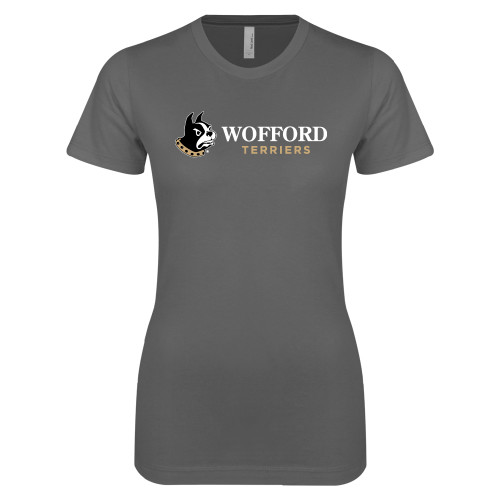 Next Level Womens Charcoal Boyfriend Tee - Wofford Terriers w/ Terrier Flat