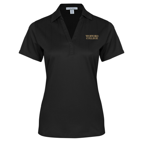  Womens Black Performance Fine Jacquard Polo - Wofford College Stacked