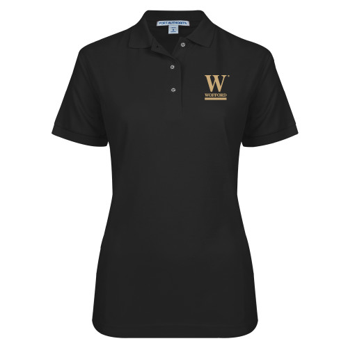  Womens Silk Touch Black Pique Polo - W Wofford