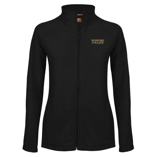  Womens Black Fleece Full Zip Jacket - Wofford College Stacked
