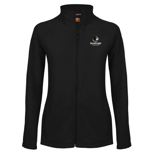  Womens Black Fleece Full Zip Jacket - Wofford Terriers w/ Terrier