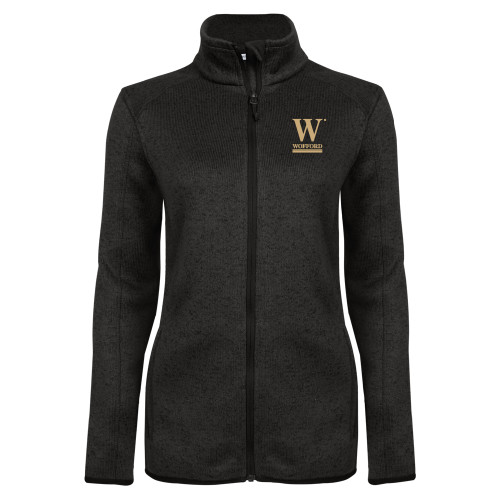  Womens Black Heather Fleece Jacket - W Wofford