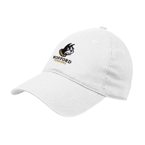  White Unstructured Adjustable Low Profile Hat - Wofford Terriers w/ Terrier