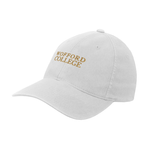  White Flexfit Structured Low Profile Hat - Wofford College Stacked
