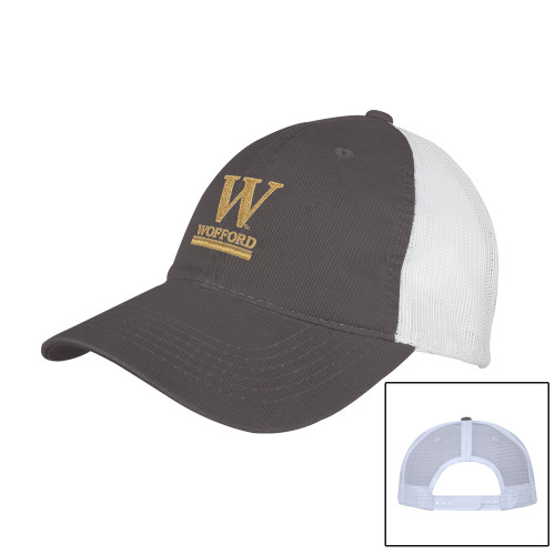  Charcoal/White Mesh Back Unstructured Low Profile Hat - W Wofford