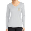 Thumbnail image for  Womens White Performance Long Sleeve V Neck Shirt